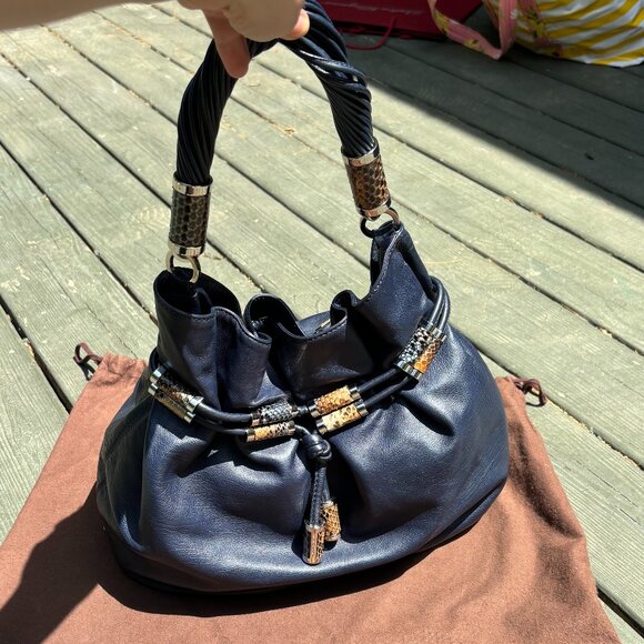 Michael Kors Navy Leather Hobo Bag - Picture 7 of 13